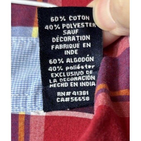Chaps Men’s Shirt XXL Red And Blue Check Short Sleeve Pocket - Picture 4 of 7